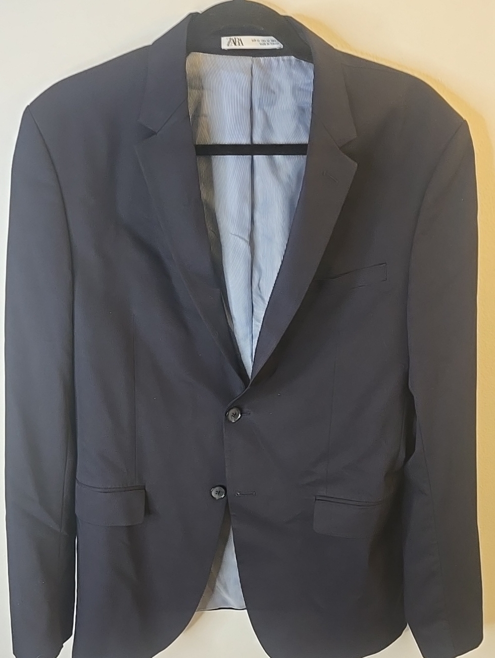 Zara Men Navy Blazer - Classic Single-Breasted Suit Jacket